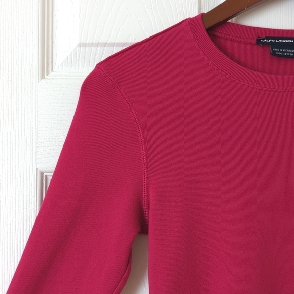 Ralph Lauren Sport Y2K Vintage Classic Long Sleeve Crewneck T-shirt Hot Pink S - Picture 4 of 10
